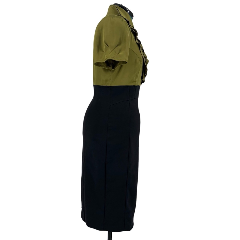 le chateau Chartreuse and Black Short Sleeve Ruffle Neck Wiggle Skirt, Large - Picture 11 of 17